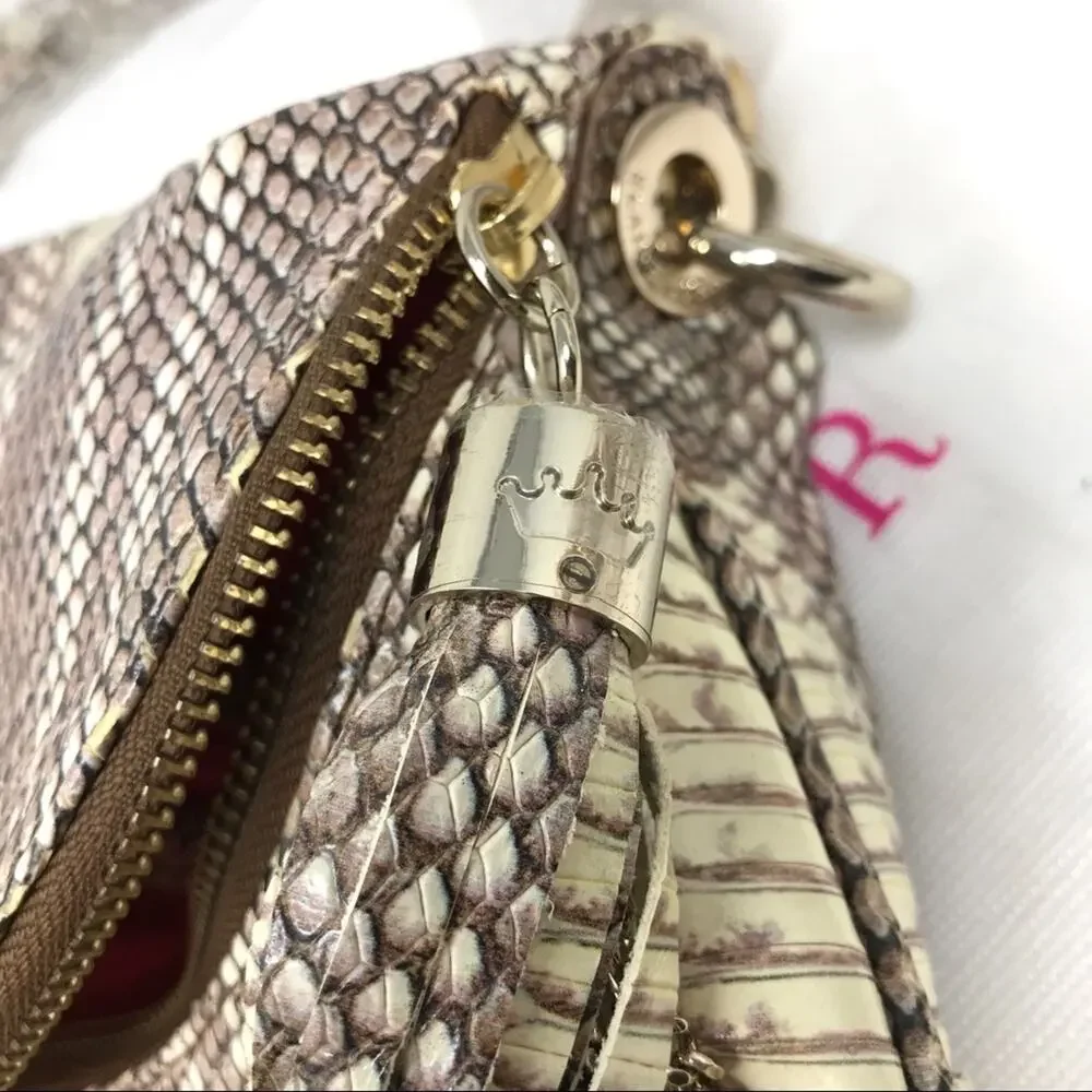 Elaine Turner “Stacy” Hobo Bag-Striped Python-New With Tags-Dust Bag-Leather